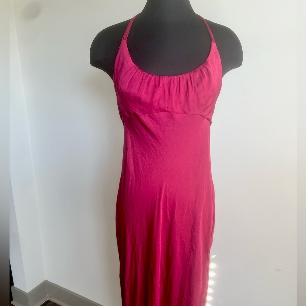 Free People Deep Blush tie-neck dress